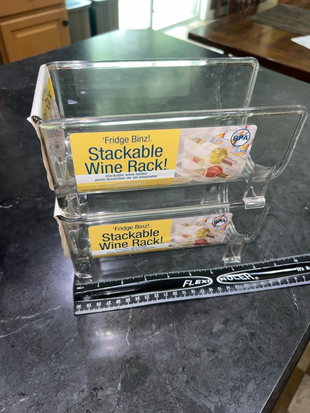 Stackable Wine Rack - Clear Refrigerator Bottle Organizer